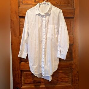 Mango long white dress shirt, size 6